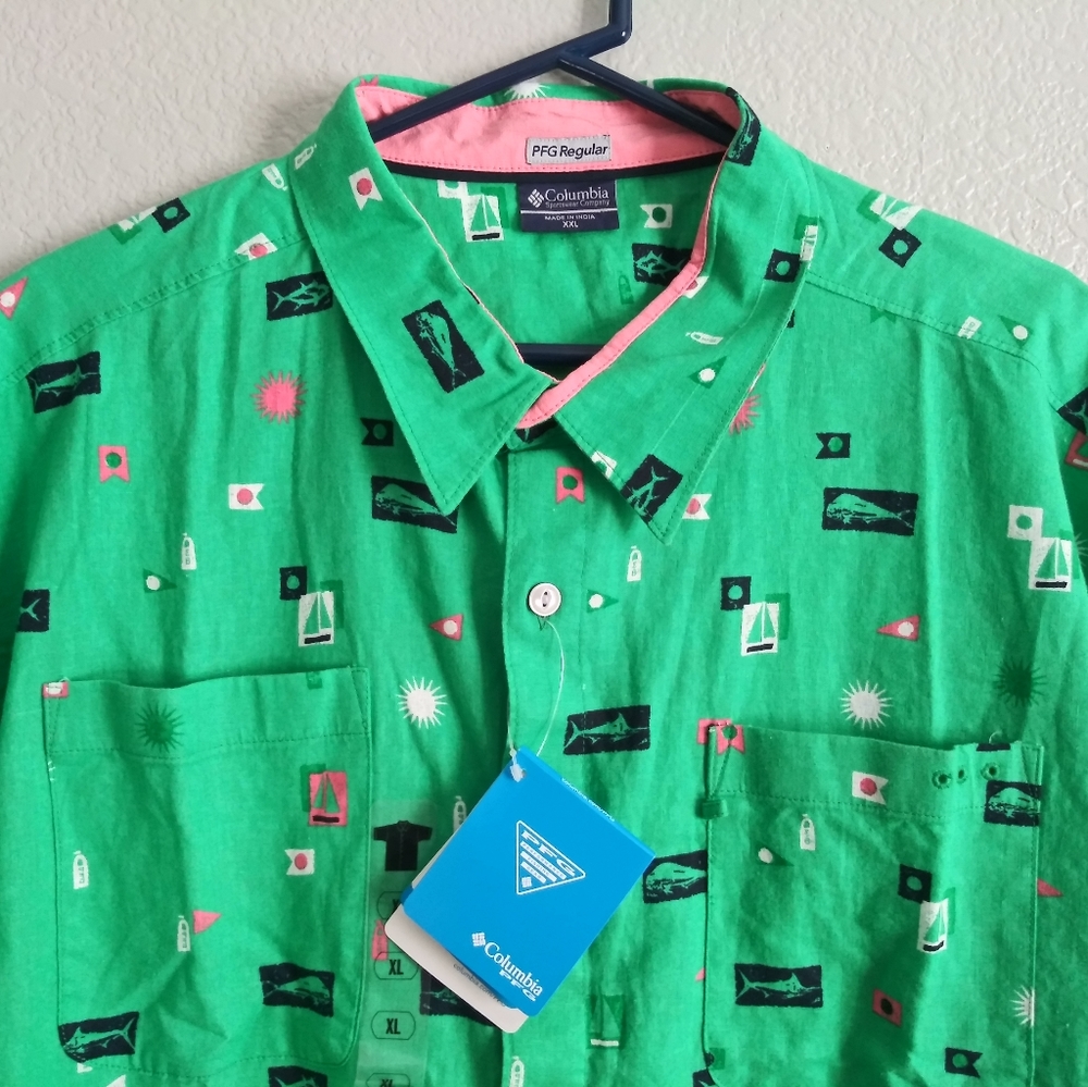 New Columbia PFG Regular Linen 2XL Button Down XXL